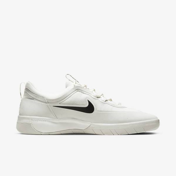 White / Black Men's Nike SB Nyjah Free 2 Skate Shoes | NK906IQJ