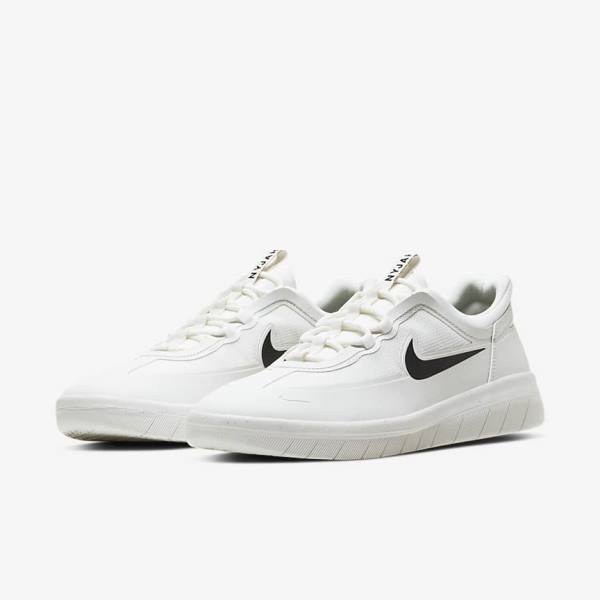 White / Black Men's Nike SB Nyjah Free 2 Skate Shoes | NK906IQJ