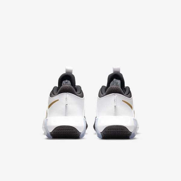 White / Black / Metal Gold Kids' Nike Air Zoom Crossover Older Basketball Shoes | NK651BUA