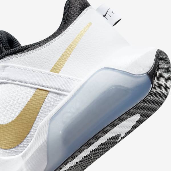 White / Black / Metal Gold Kids' Nike Air Zoom Crossover Older Basketball Shoes | NK651BUA