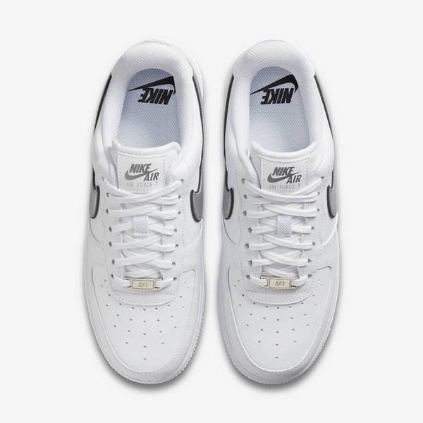 White / Black / Metal Silver Women's Nike Air Force 1 07 Essential Sneakers | NK596EXK