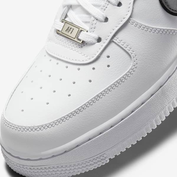 White / Black / Metal Silver Women's Nike Air Force 1 07 Essential Sneakers | NK596EXK