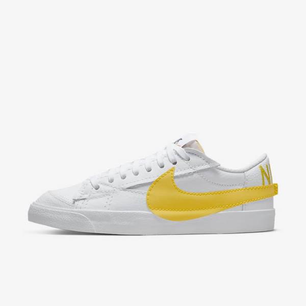 White / Black / Orange Men\'s Nike Blazer Low Jumbo Sneakers | NK153GOJ