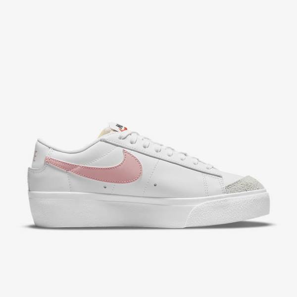 White / Black / Pink Women's Nike Blazer Low Platform Sneakers | NK965BEU