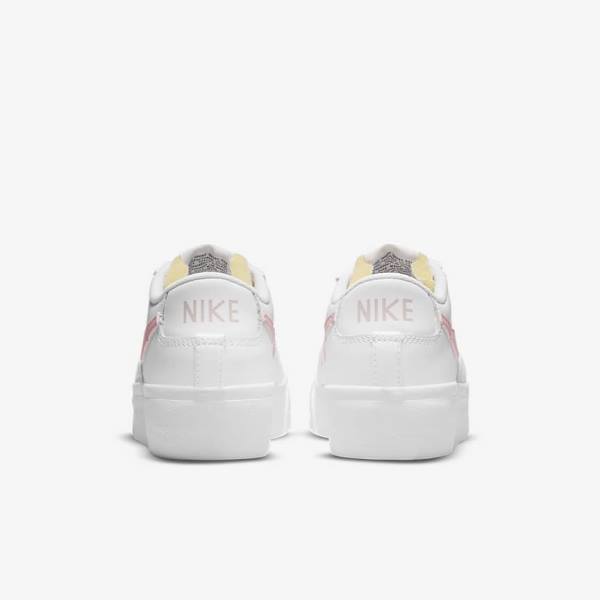 White / Black / Pink Women's Nike Blazer Low Platform Sneakers | NK965BEU