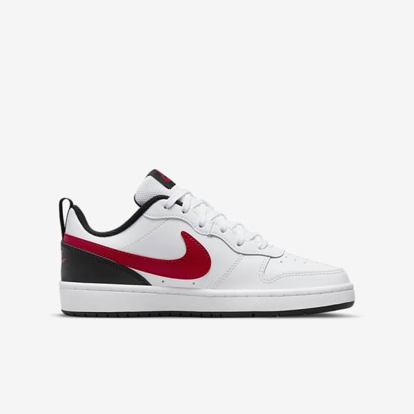 White / Black / Red Kids' Nike Court Borough Low 2 Older Sneakers | NK571SYN