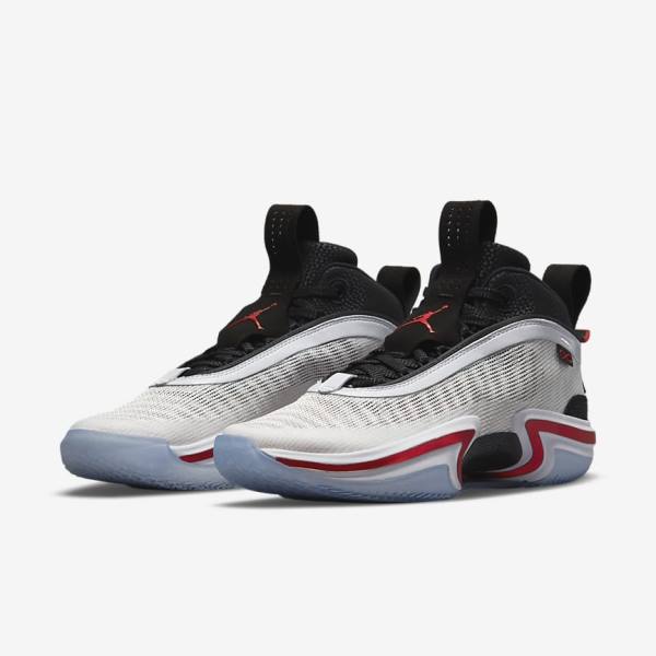 White / Black / Red Men's Nike Air Jordan XXXVI Psychic Energy Basketball Shoes | NK985BUI