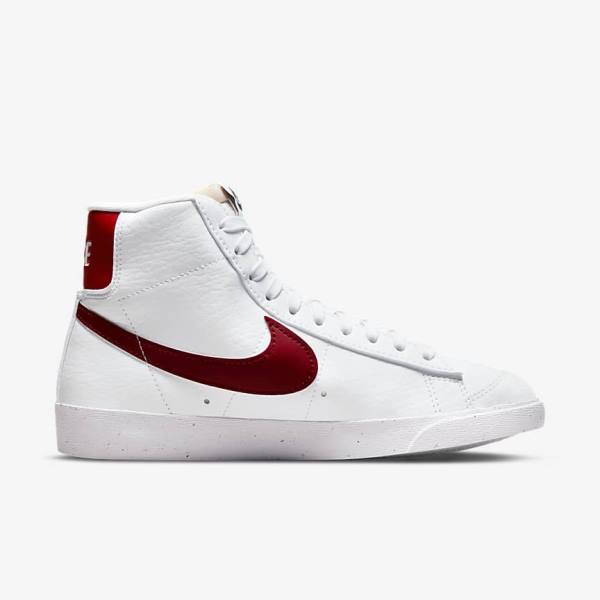 White / Black / Red Women's Nike Blazer Mid 77 Next Nature Sneakers | NK872RPI