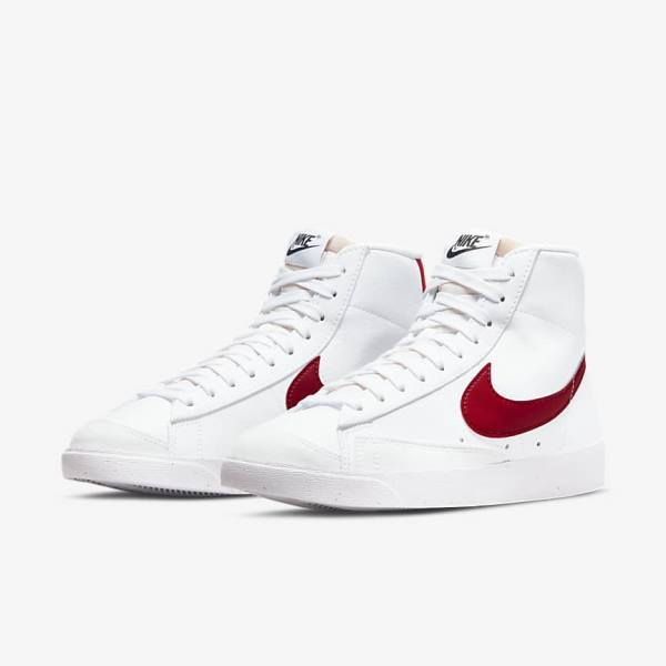 White / Black / Red Women's Nike Blazer Mid 77 Next Nature Sneakers | NK872RPI