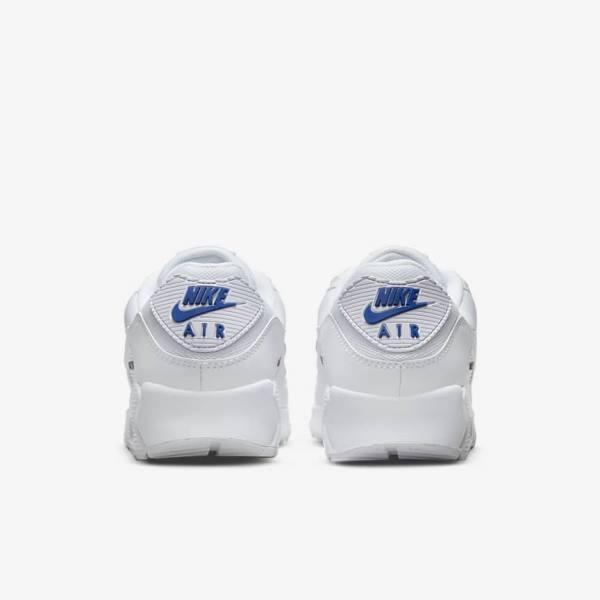 White / Black / Royal Men's Nike Air Max 90 Sneakers | NK405YLO