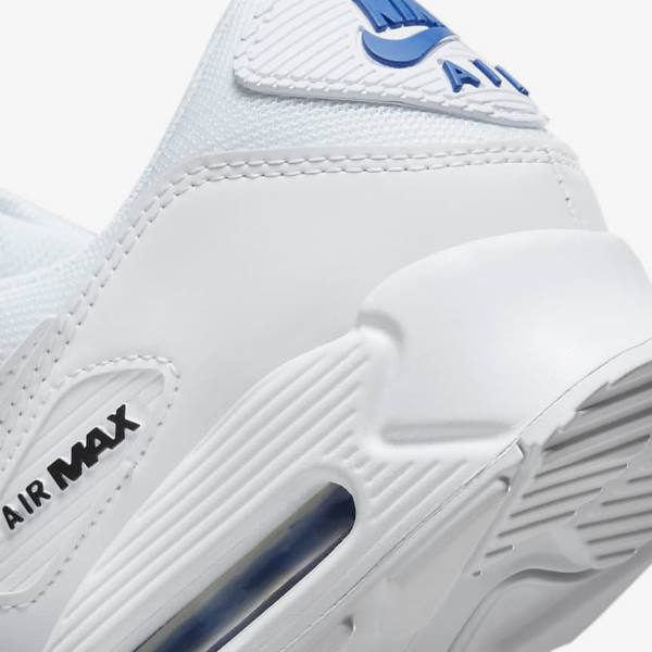 White / Black / Royal Men's Nike Air Max 90 Sneakers | NK405YLO