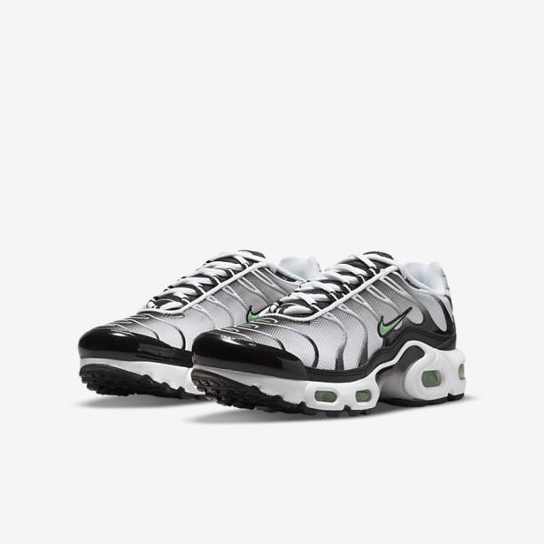 White / Black / Silver / Mint Kids' Nike Air Max Plus Older Sneakers | NK387VOG