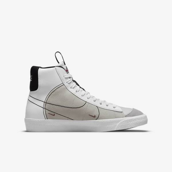 White / Black / White / Burgundy Kids' Nike Blazer Mid 77 SE Dance Older Sneakers | NK409MGE