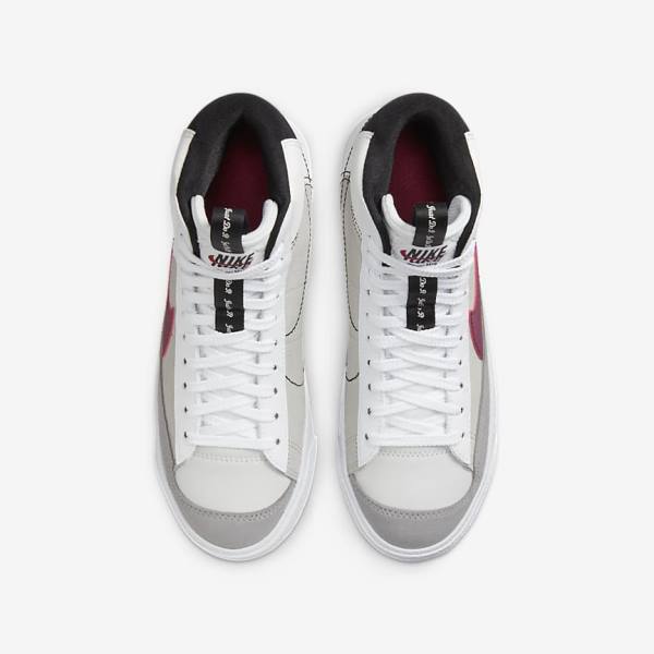 White / Black / White / Burgundy Kids' Nike Blazer Mid 77 SE Dance Older Sneakers | NK409MGE