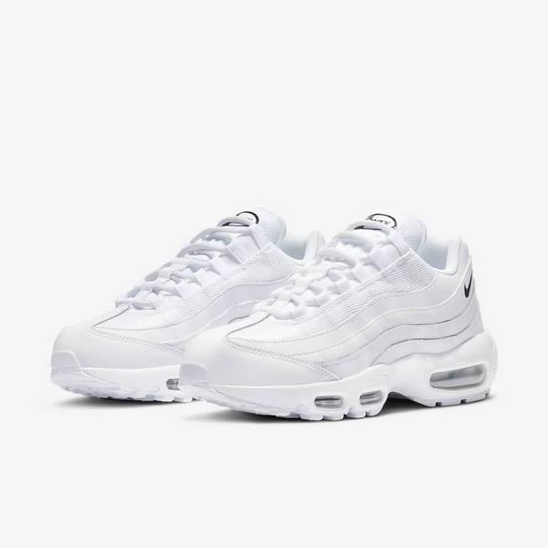 White / Black Women's Nike Air Max 95 Essential Sneakers | NK965DLJ