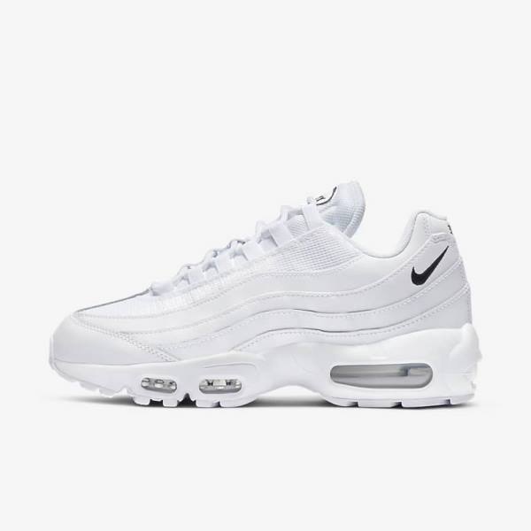 White / Black Women\'s Nike Air Max 95 Essential Sneakers | NK965DLJ