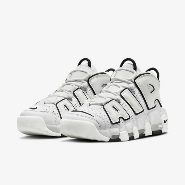 White / Black Women's Nike Air More Uptempo Sneakers | NK539WXB