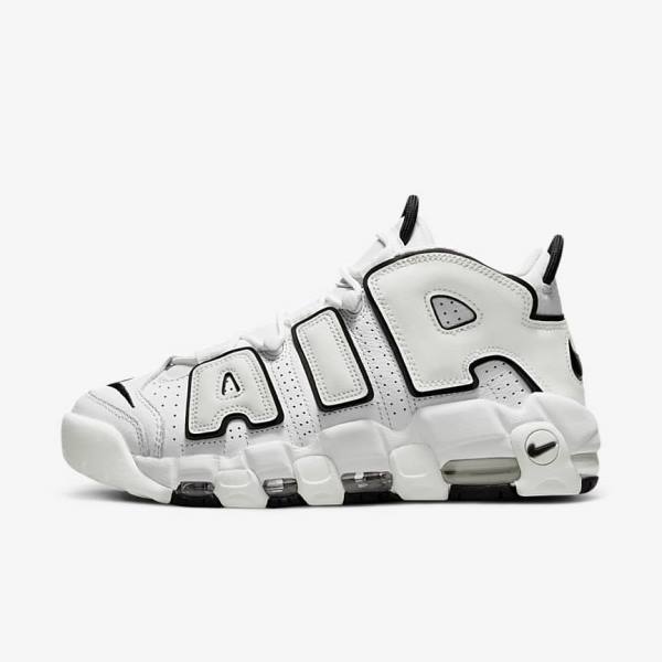 White / Black Women\'s Nike Air More Uptempo Sneakers | NK539WXB