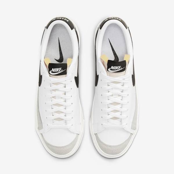 White / Black Women's Nike Blazer Low 77 Sneakers | NK051EWK