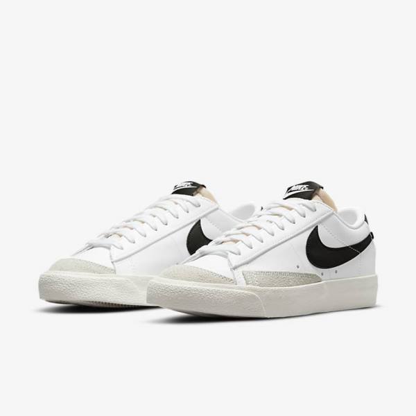 White / Black Women's Nike Blazer Low 77 Sneakers | NK051EWK