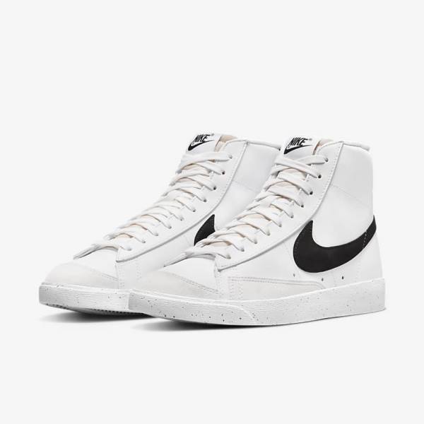 White / Black Women's Nike Blazer Mid 77 Next Nature Sneakers | NK309KHN