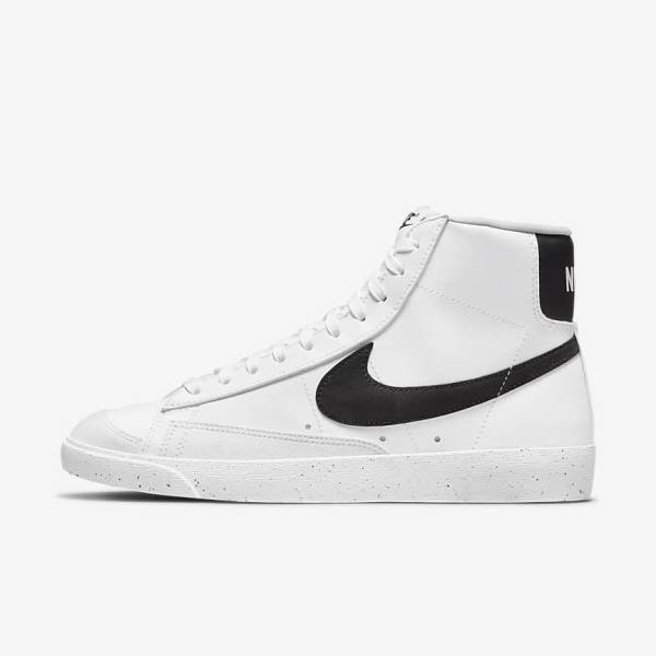 White / Black Women\'s Nike Blazer Mid 77 Next Nature Sneakers | NK309KHN