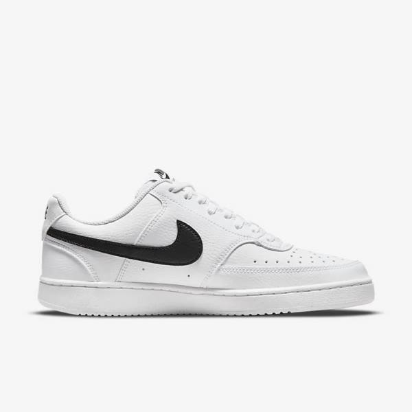 White / Black Women's Nike Court Vision Low Next Nature Sneakers | NK289BOT