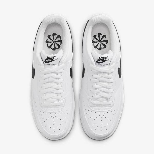 White / Black Women's Nike Court Vision Low Next Nature Sneakers | NK289BOT