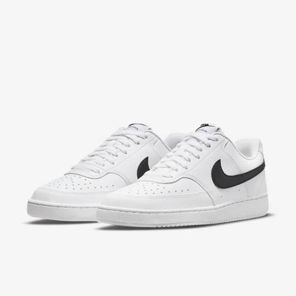 White / Black Women's Nike Court Vision Low Next Nature Sneakers | NK289BOT