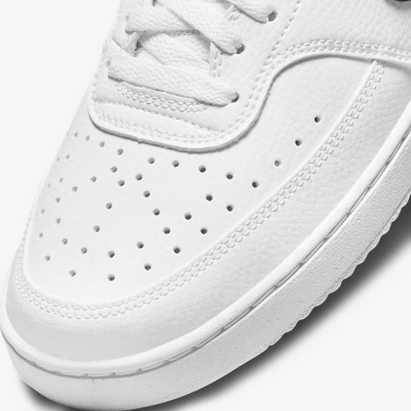 White / Black Women's Nike Court Vision Low Next Nature Sneakers | NK289BOT