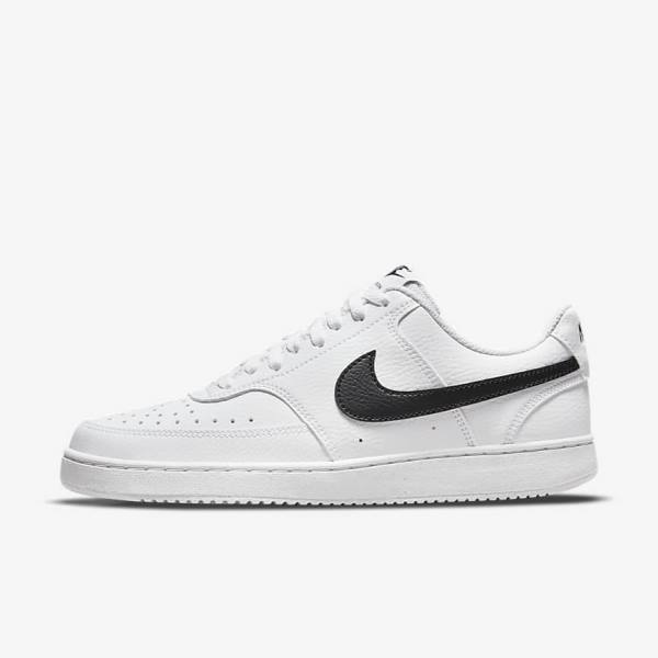 White / Black Women\'s Nike Court Vision Low Next Nature Sneakers | NK289BOT