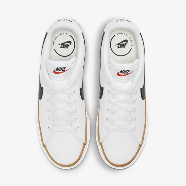 White / Black Women's Nike NikeCourt Legacy Sneakers | NK698AEN