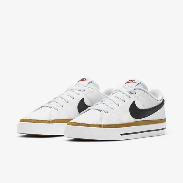 White / Black Women's Nike NikeCourt Legacy Sneakers | NK698AEN