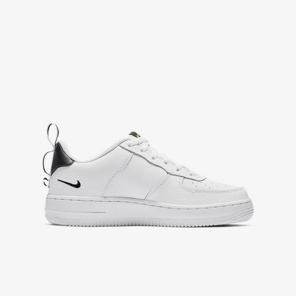 White / Black / Yellow / White Kids' Nike Air Force 1 LV8 Utility Older Sneakers | NK980LSO