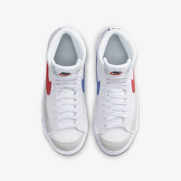 White / Blue / Black / Red Kids' Nike Blazer Mid 77 Older Basketball Shoes | NK293SKJ