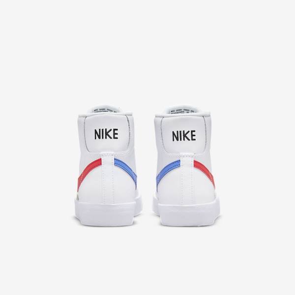 White / Blue / Black / Red Kids' Nike Blazer Mid 77 Older Basketball Shoes | NK293SKJ