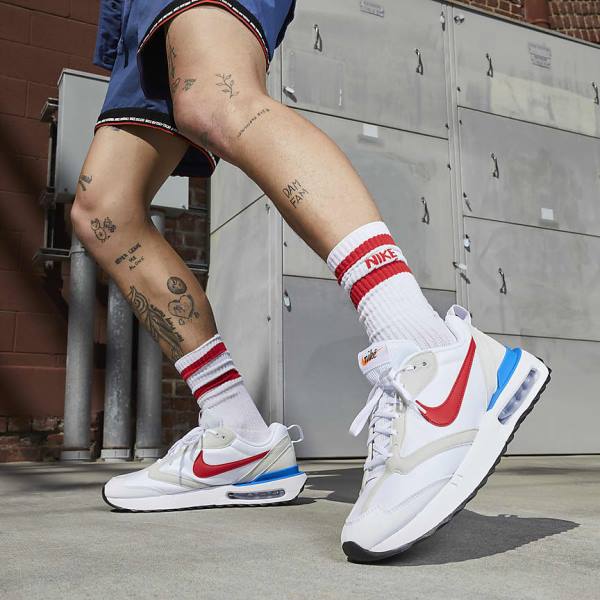 White / Blue / Black / Red Men's Nike Air Max Dawn Sneakers | NK270YHS