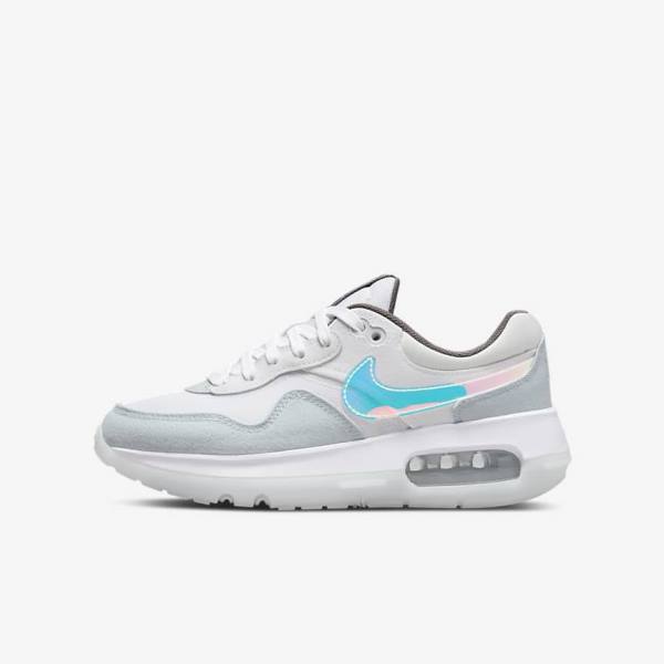 White / Blue Grey Kids\' Nike Air Max Motif Older Sneakers | NK307NAE