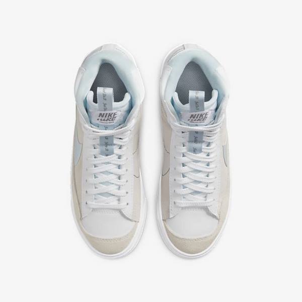 White / Blue Grey Kids' Nike Blazer Mid 77 SE Dance Older Sneakers | NK496LTX