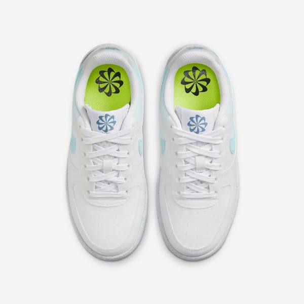 White / Blue Kids' Nike Air Force 1 Crater Older Sneakers | NK841GRM