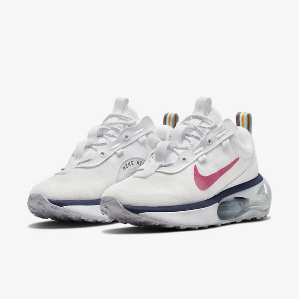 White / Blue / Platinum / Pink Women's Nike Air Max 2021 Sneakers | NK024SJL