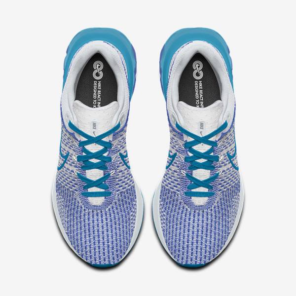 White / Blue / White Men's Nike React Infinity Run 3 By You Custom Road Running Shoes | NK432CDR