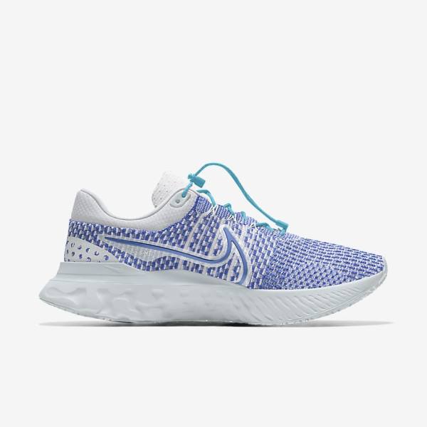 White / Blue / White Women's Nike React Infinity Run 3 By You Custom Road Running Shoes | NK715YPG