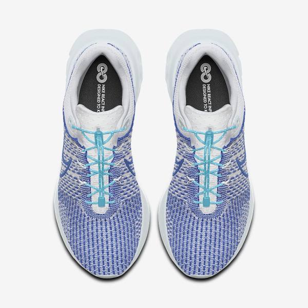 White / Blue / White Women's Nike React Infinity Run 3 By You Custom Road Running Shoes | NK715YPG