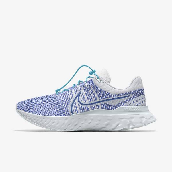 White / Blue / White Women\'s Nike React Infinity Run 3 By You Custom Road Running Shoes | NK715YPG