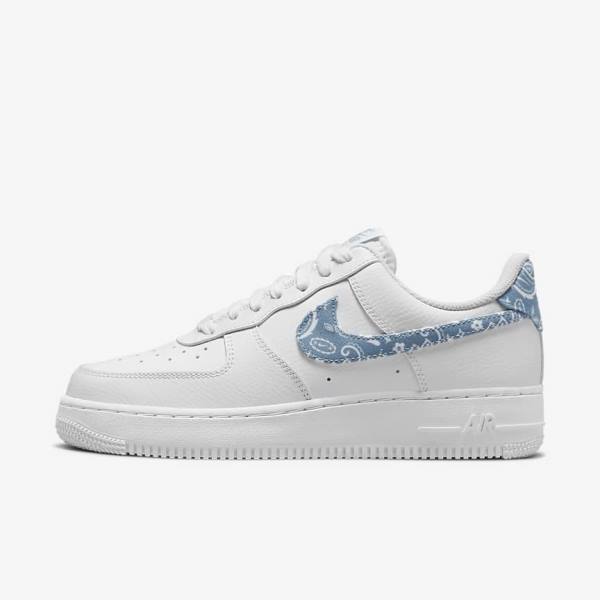 White / Blue Women\'s Nike Air Force 1 07 Essential Sneakers | NK713MCE