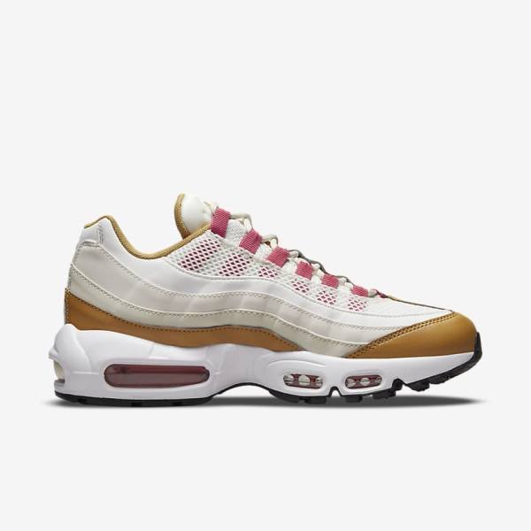 White / Brown / Green Women's Nike Air Max 95 Sneakers | NK850EUM