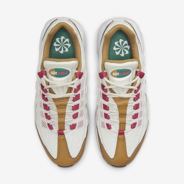 White / Brown / Green Women's Nike Air Max 95 Sneakers | NK850EUM