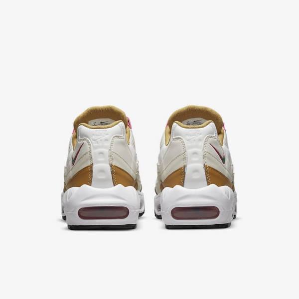 White / Brown / Green Women's Nike Air Max 95 Sneakers | NK850EUM