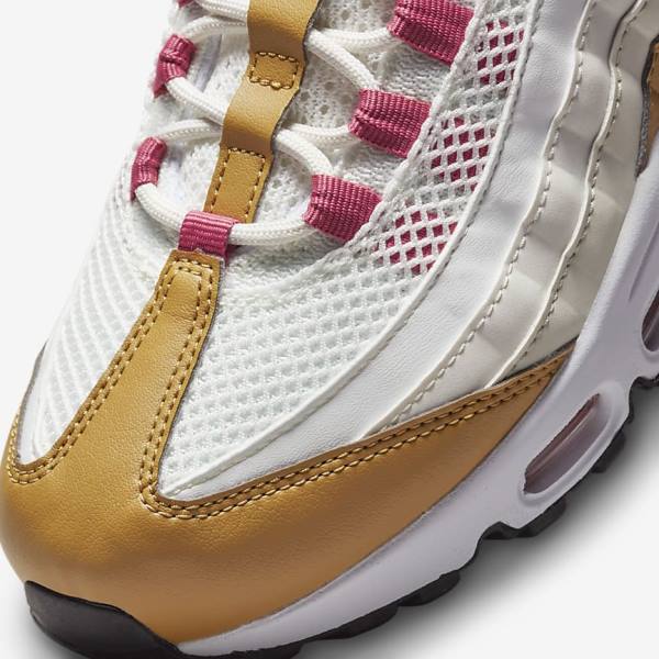 White / Brown / Green Women's Nike Air Max 95 Sneakers | NK850EUM